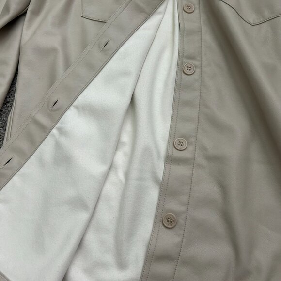 NWT American Tall Jacket Shacket Size Large XT Cream Oversized Vegan Leather - Picture 2 of 5
